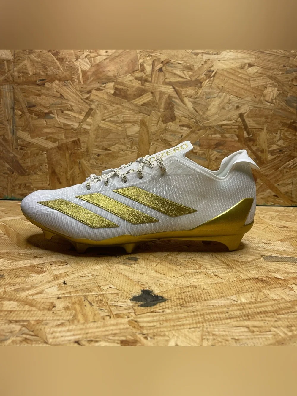 Adidas Adizero Electric Speed Exotic White and Gold Football Cleats Men Size 11